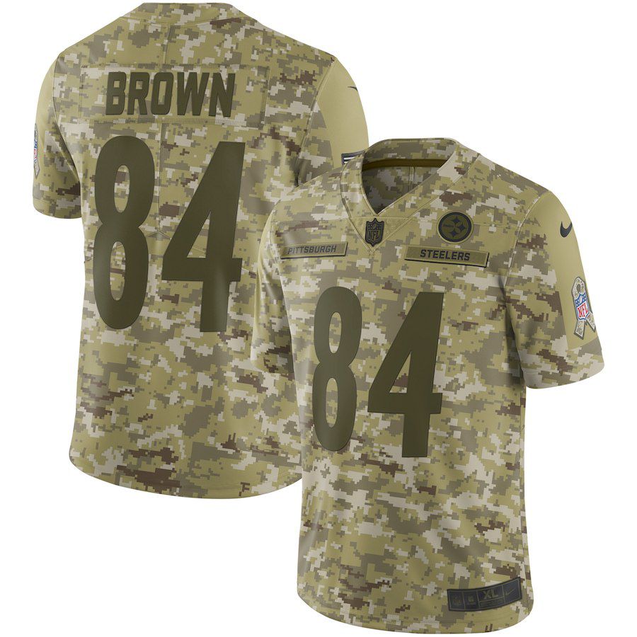 Men Pittsburgh Steelers #84 Brown Nike Camo Salute to Service Retired Player Limited NFL Jerseys